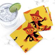 Retro Halloween Scarecrow Border Print -Yellow