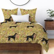 Doberman Pinscher with Natural Ears and Tail in Wildflower Field For Pillow