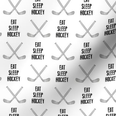 (small scale)  eat sleep hockey - cross sticks - monochrome C20BS
