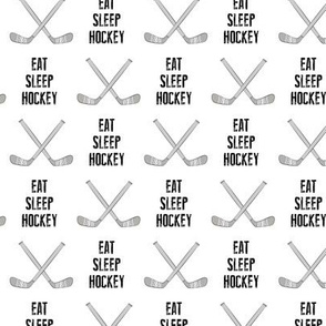 (small scale)  eat sleep hockey - cross sticks - monochrome C20BS