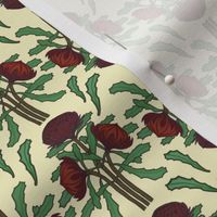 SMALL Dark red waratahs on ivory (Art Nouveau) by Su_G_©SuSchaefer