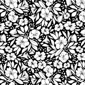 White Floral on Black