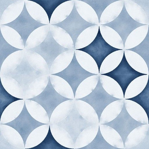 Abstract Watercolor Circles in Blue