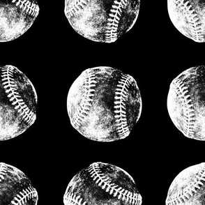 Vintage Baseballs on Black Background (Large Scale)
