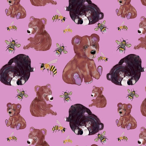 Bears and Bees on Pink