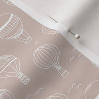 Sweet Scandinavian hot air balloon kids design clouds sky birds nursery design beige sand