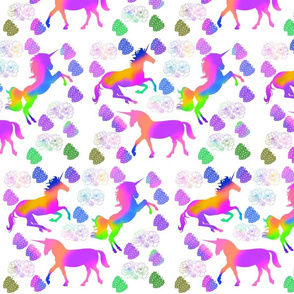 Unicorns in Mulberry Land #3 - white, medium 