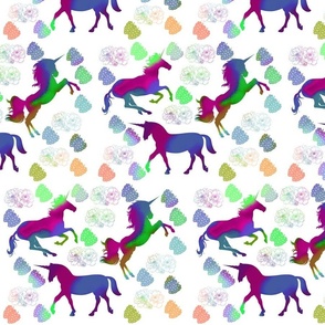 Unicorns in Mulberry Land #5 - white, medium 