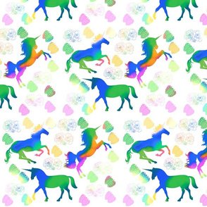 Unicorns in Mulberry Land #9 - white, medium 