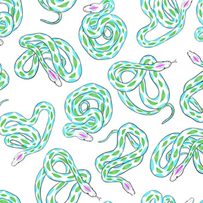 Tropical Snakes - Pink and Green - Medium Scale