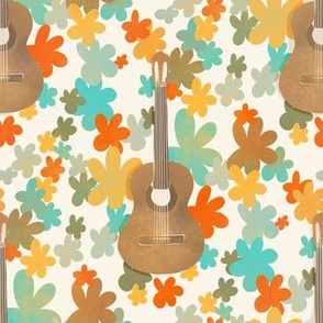 summer of creativity guitar floral hippie seventies