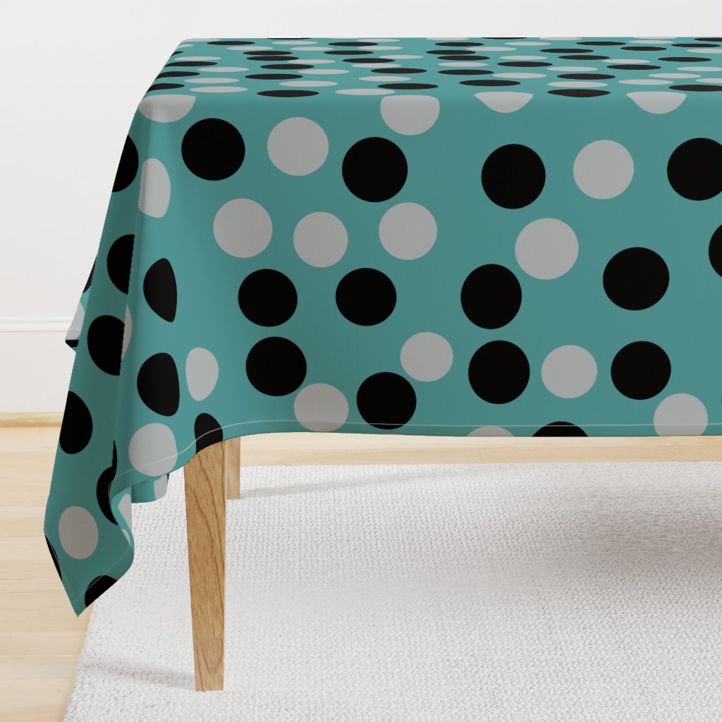 1033C-L Black, Grey & Teal Polka Dots