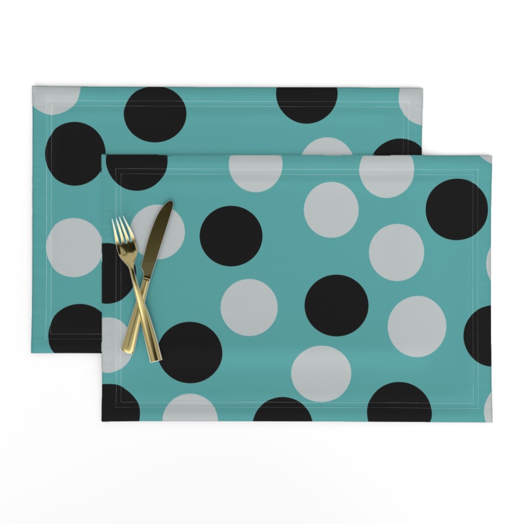 1033C-L Black, Grey & Teal Polka Dots