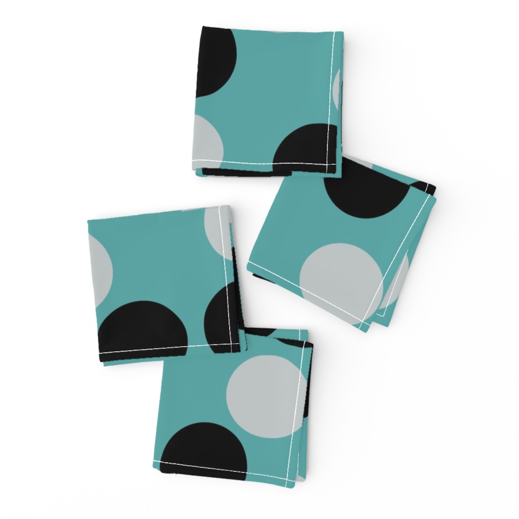 1033C-L Black, Grey & Teal Polka Dots