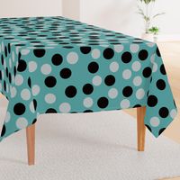 1033C-L Black, Grey & Teal Polka Dots