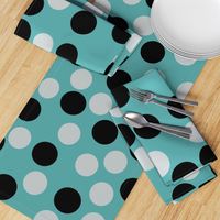 1033C-L Black, Grey & Teal Polka Dots