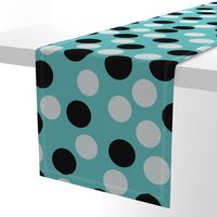 1033C-L Black, Grey & Teal Polka Dots