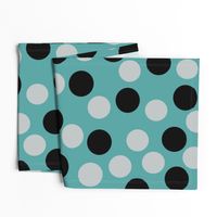 1033C-L Black, Grey & Teal Polka Dots