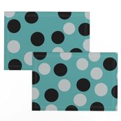 1033C-L Black, Grey & Teal Polka Dots