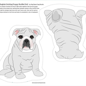 English Bulldog Puppy 2- fat qtr cut and sew 21"x18" Petal Sig Cotton