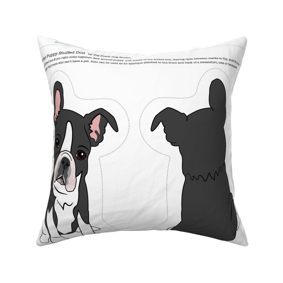 Boston Terrier Puppy - fat qtr cut and sew 21"x18" Petal Sig Cotton