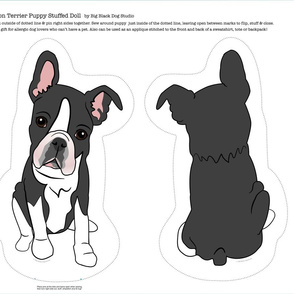 Boston Terrier Puppy - fat qtr cut and sew 21"x18" Petal Sig Cotton