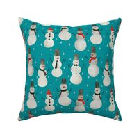 watercolor snowmen - teal