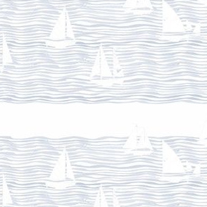 sailboats small scale white stripe and light blue gray nautical