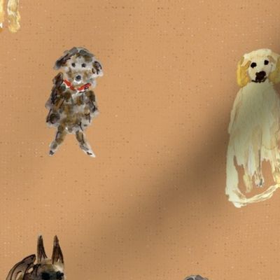 Dogs Assorted in Watercolor Tan