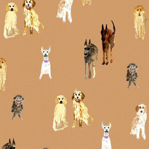 Dogs Assorted in Watercolor Tan
