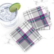 Grey White Purple Teal Plaid