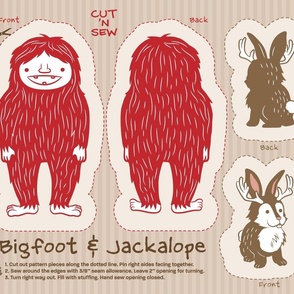 Bigfoot & Jackalope Cut and Sew Plushies