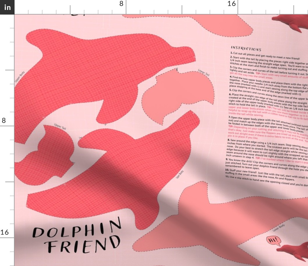 Dolphin Friend - Pink Grid