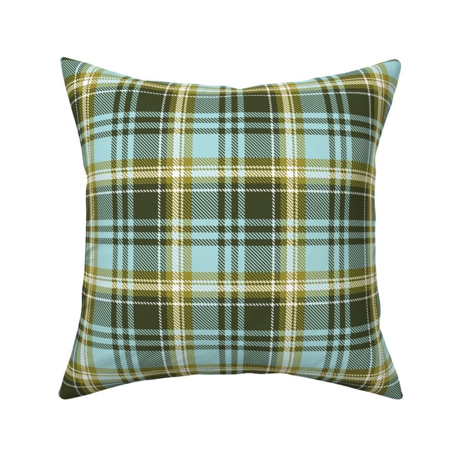 Olive Green Pale Blue Plaid