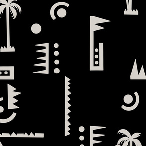 Tropical Abstract - Black Linen Jumbo