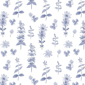 Meadow flowers (blue on white)