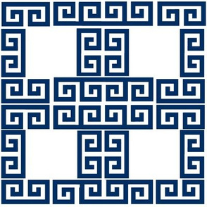 navy blue and white  greek key puzzle