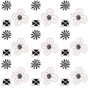 black and pale pink floral 