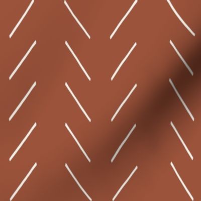 Freehand Chevron in Rust Red Wallpaper by Erin Kendal