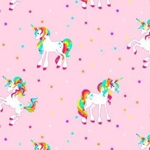 rainbow unicorns in light pink