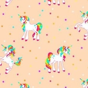 Rainbow Unicorns in peach puff