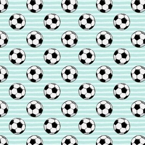 (small scale) soccer balls - dark mint stripes C20BS