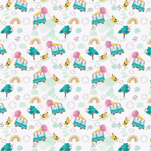 Everybody likes Ice cream Watercolor Style Kids and Babies Pattern, white background and summer cool colors