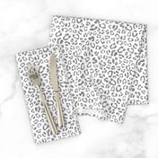 Glitter Leopard Print - Silver and White