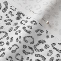 Glitter Leopard Print - Silver and White