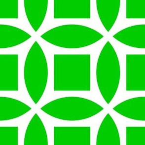 Geometric Pattern: Intersect Square: White/Green