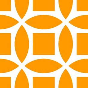 Geometric Pattern: Intersect Square: White/Orange