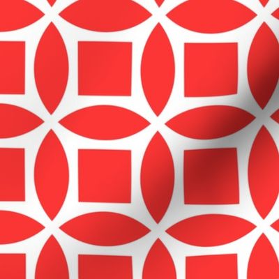 Geometric Pattern: Intersect Square: White/Red