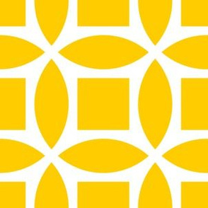 Geometric Pattern: Intersect Square: White/Yellow