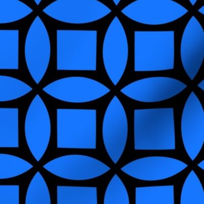 Geometric Pattern: Intersect Square: Black/Blue